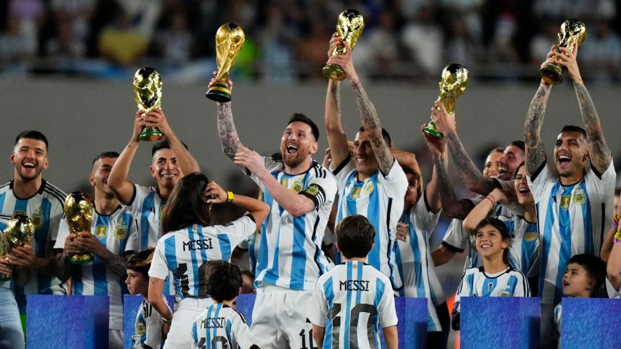 El festejo de la Selección Argentina en el Monumental.