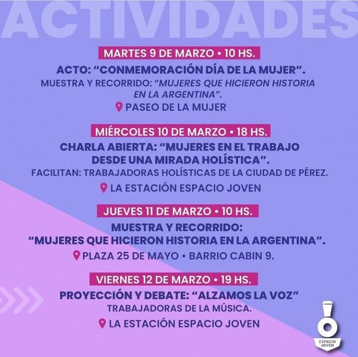 Actividades destinadas al Día Internacional de las Mujeres Trabajadoras