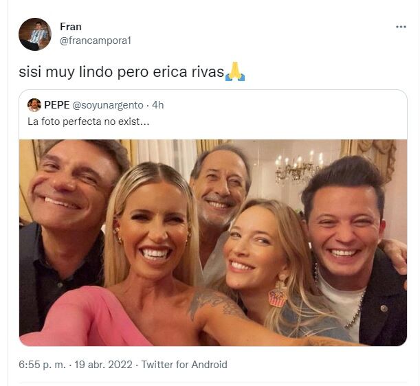 La reacción en las redes por la ausencia de Érica Rivas