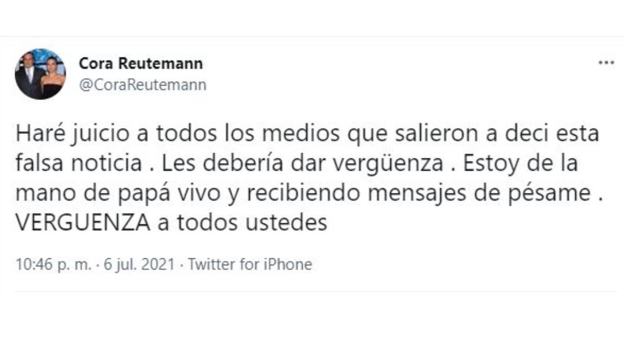 Cora salió a desmentir la muerte de Carlos Reutemann.