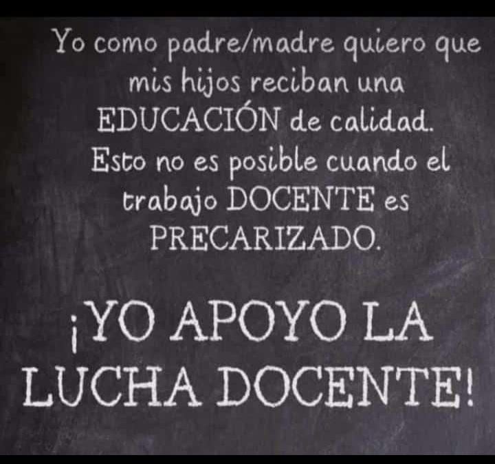 Paro docente con apoyo de los padres de alumnos.