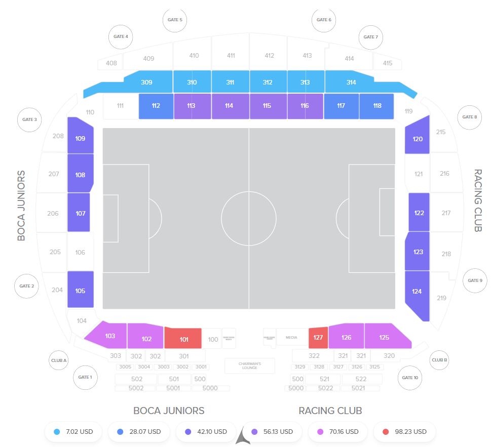 Las entradas disponibles para el encuentro entre Boca y Racing en Abu Dhabi. (captura)