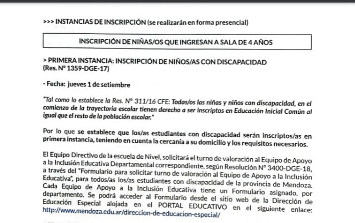 El memo 262 SE 2022 de la dirección General de Escuelas