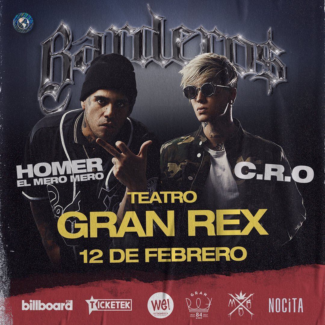 C.R.O y Homer El Mero Mero se presentan en el Teatro Gran Rex con Bardero$.