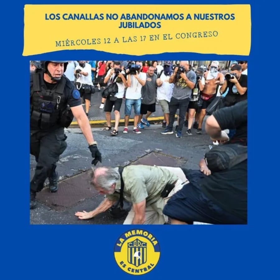 Hinchas canallas apoyarán la marcha de los jubilados de este miércoles.