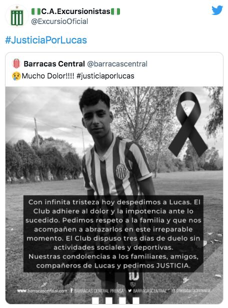 El pedido de Justicia por Lucas de los clubes del fútbol argentino.