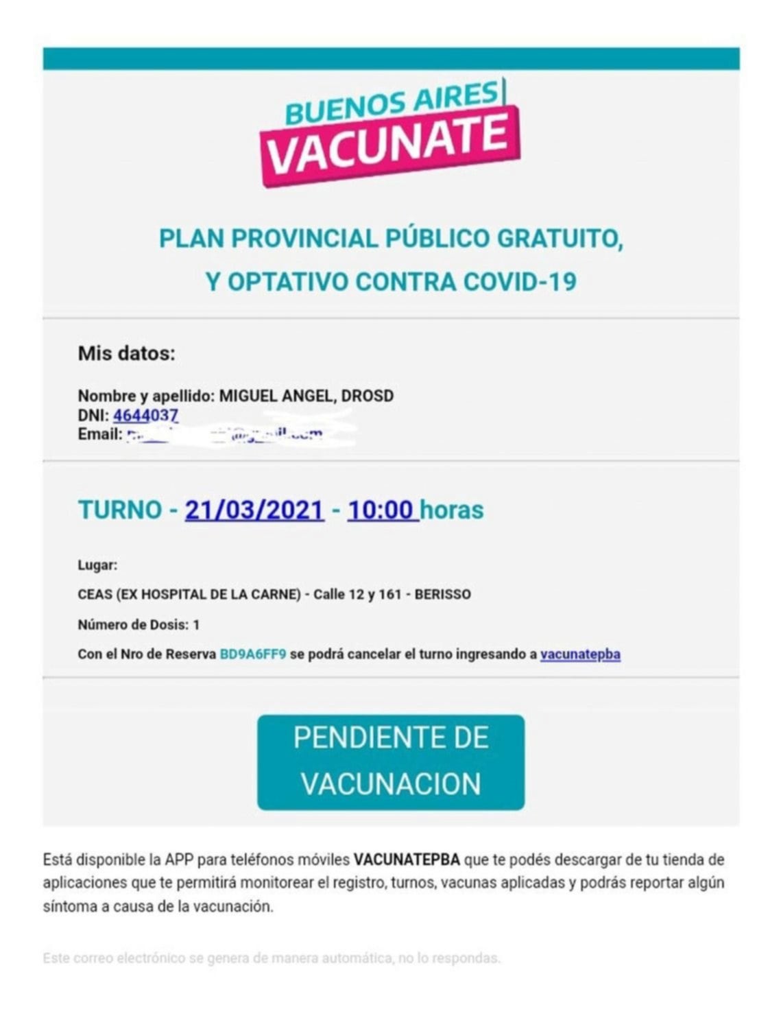 Le dieron turno para vacunarse a un hombre que murió hace 11 años