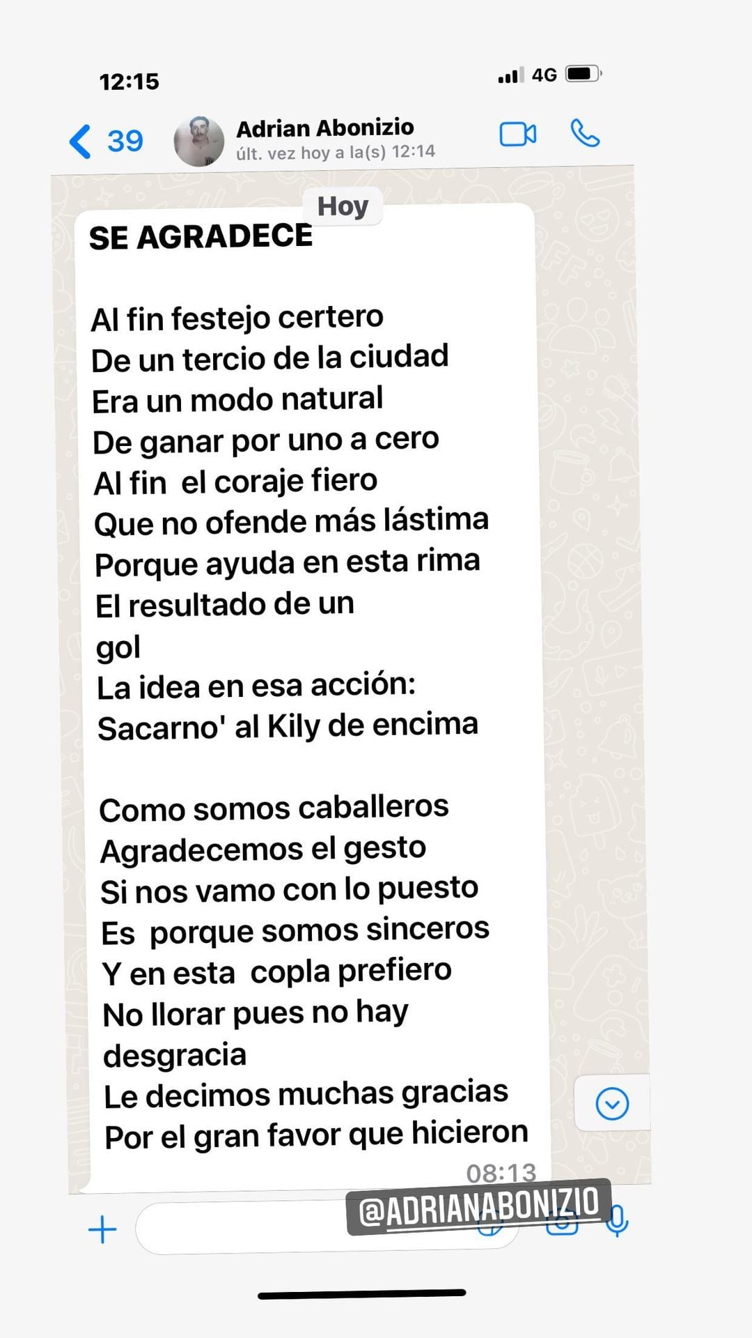 Abonizio se tomó la derrota con humor y chicaneó a Granados con unas rimas.