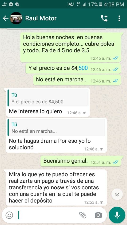 Estafa bancaria dialogo Whatsaap