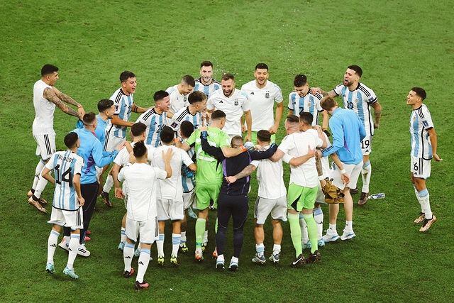 El festejó luego de conseguir el pase a las semifinales de la Copa del Mundo.