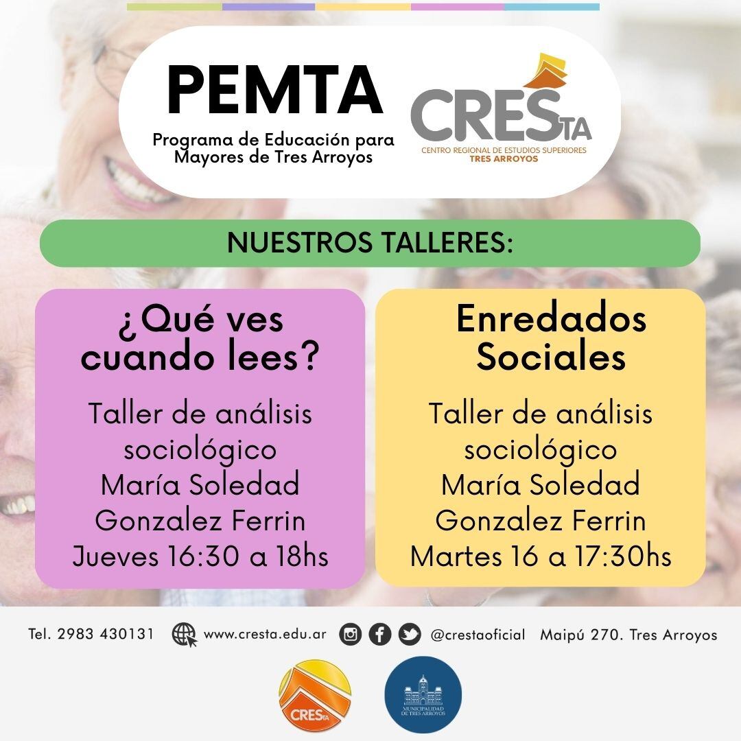 Programa de Educación Para Mayores de Tres Arroyos: abierta la inscripción a los talleres del primer cuatrimestre