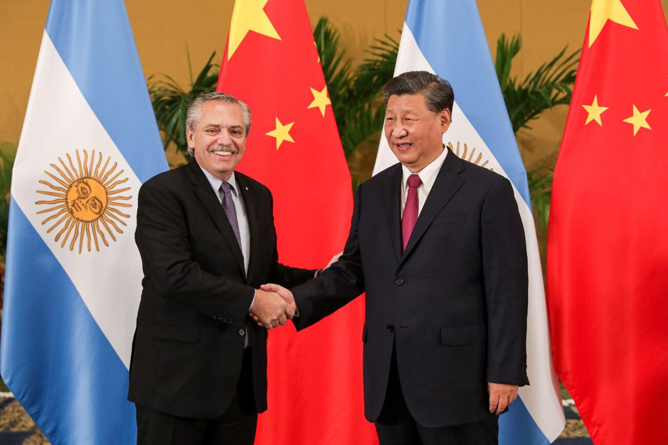 Alberto Fernández con su par chino Xi Jinping. (Presidencia)