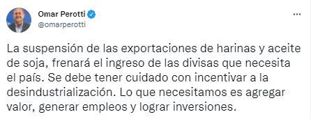 El Gobernador de Santa Fe se expresó en contra de los anuncios de la subsecretaría de Mercados Agropecuarios.