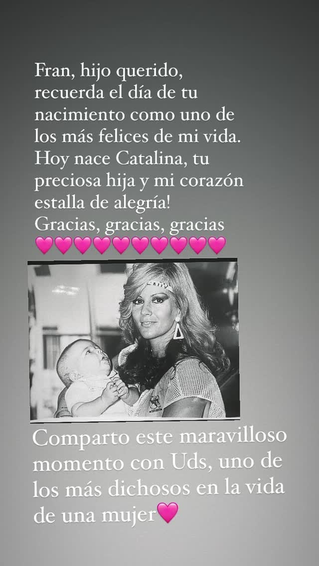 La historia que compartió Graciela por el nacimiento de su nieta.