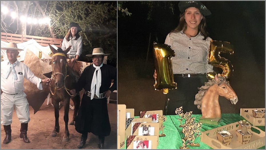 Nahir celebró sus 15 en el campo, acompañada de su familia y mucha tradición criolla.