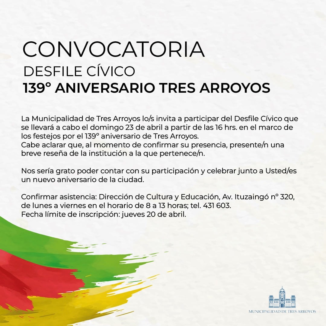 Aniversario de Tres Arroyos Convocatoria