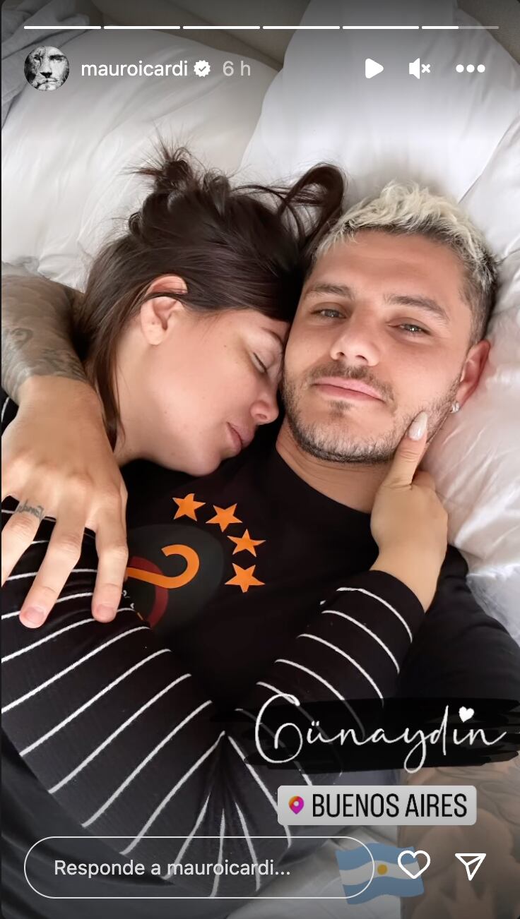 La foto que Mauro Icardi compartió junto a Wanda Nara en su cuenta de Instagram. (Foto: Captura de pantalla)