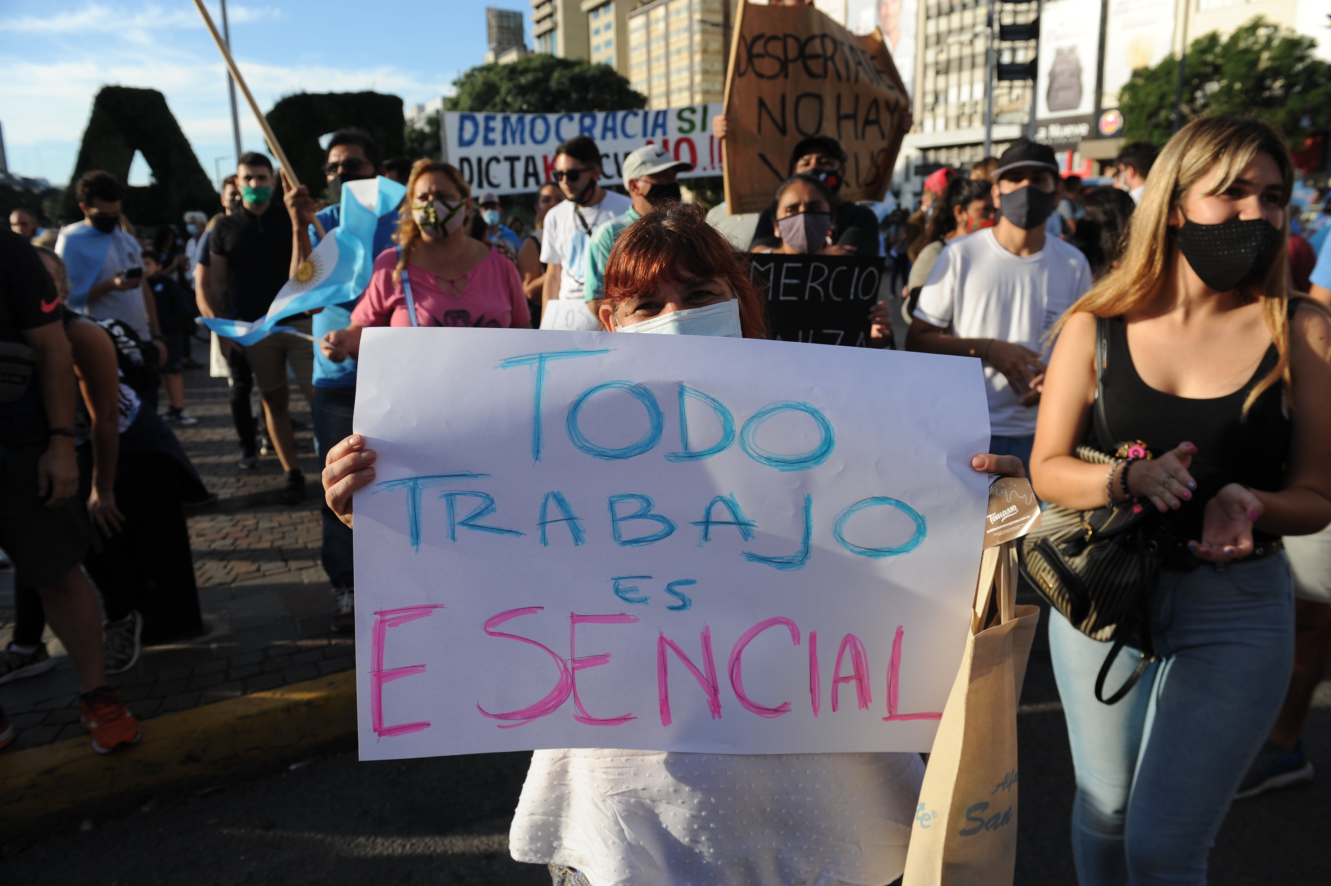 Manifestación en el Obelisco. (Foto: Clarín)