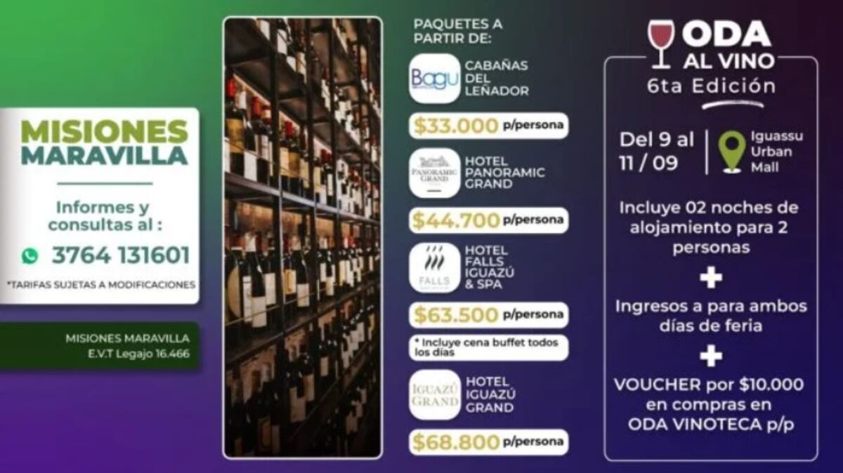 Puerto Iguazú: vení a disfrutar de la 6° edición de la Oda al Vino con Misiones Maravilla EVT