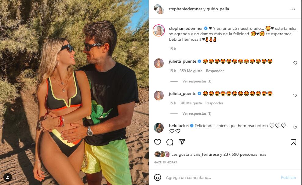 Stephanie Demner y Guido Pella, así anunciaron que serán padres de una nena.