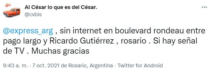 La zona norte fue uno de los sectores afectados por el corte.