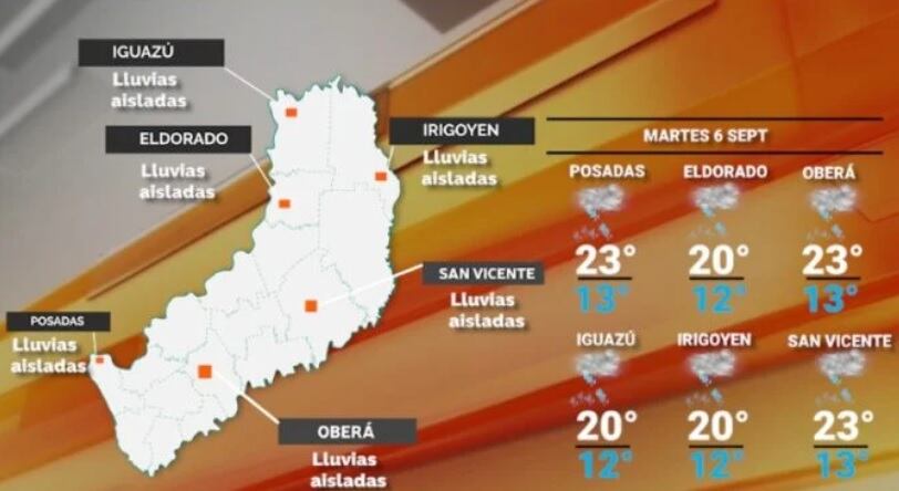 Martes con algo de inestabilidad y probabilidad de precipitaciones en Misiones.