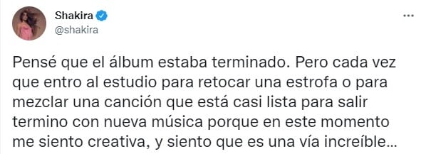 Shakira habló de su próximo disco