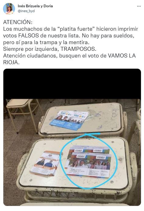 Denuncia por la presencia de boletas truchas en el cuarto oscuro.