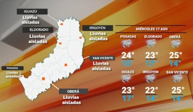 Miércoles con clima inestable y regreso del frío en Misiones.