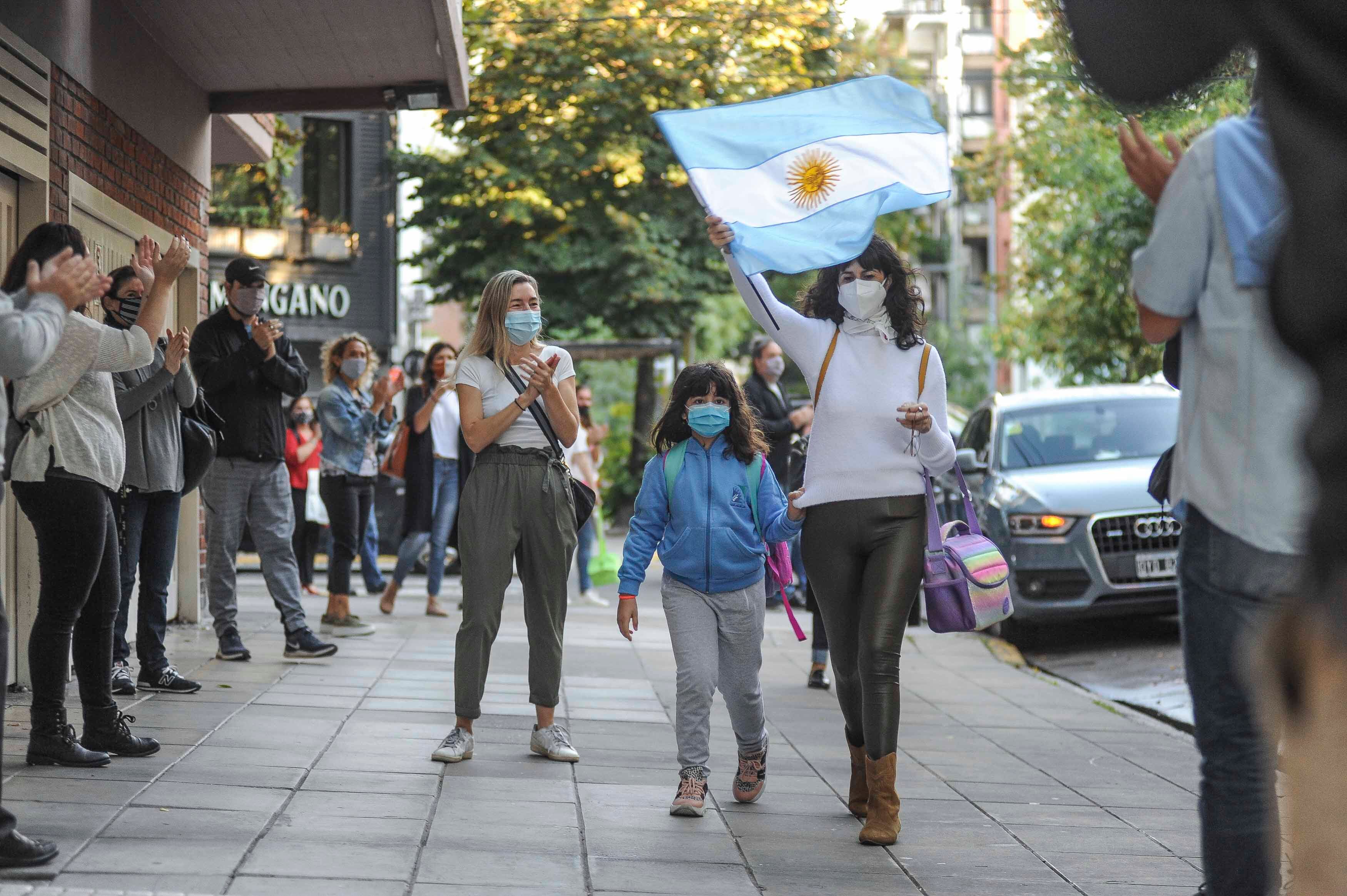 Vuelta a clases durante la pandemia y cuarentena en la ciudad de Buenos Aires. (Foto Federico López Claro)
