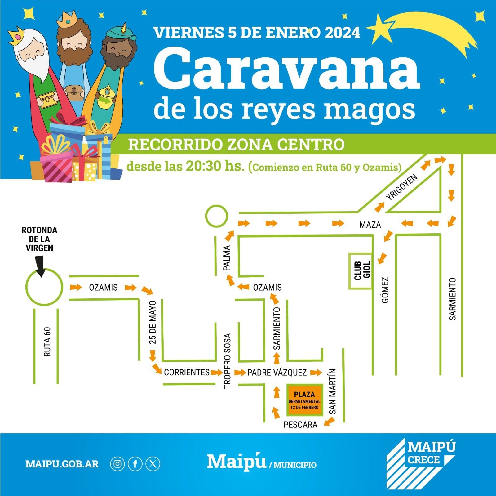 Caravana de los reyes magos en Maipú.