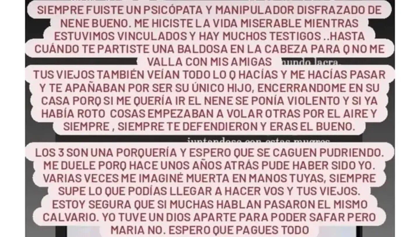 El fuerte mensaje de una de las exnovias del principal acusado.