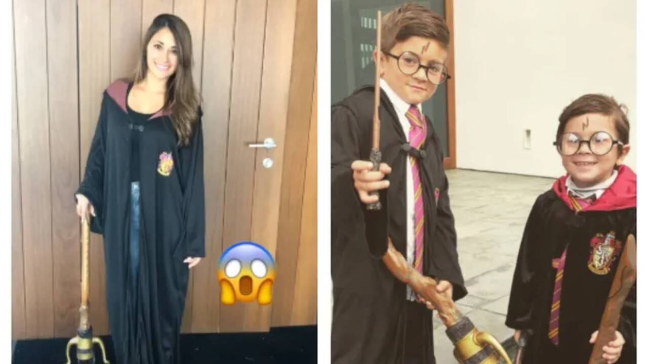 Antonela Roccuzzo, Thiago y Mateo Messi disfrazados