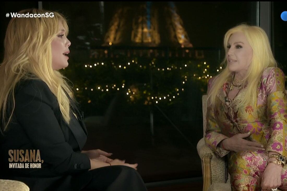 Wanda Nara y Susana Gimenez en entrevista para Telefe en Paris. (Foto: Telefe)