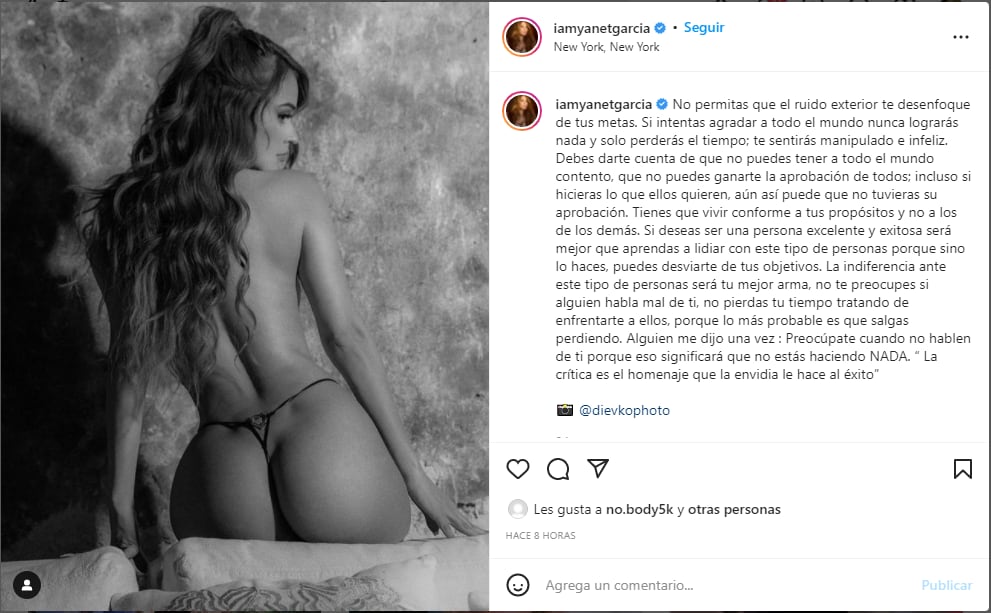 Yanet García al borde de la censura.