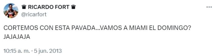 El tweet que publicó Ricardo Fort sobre la final de la Copa América.