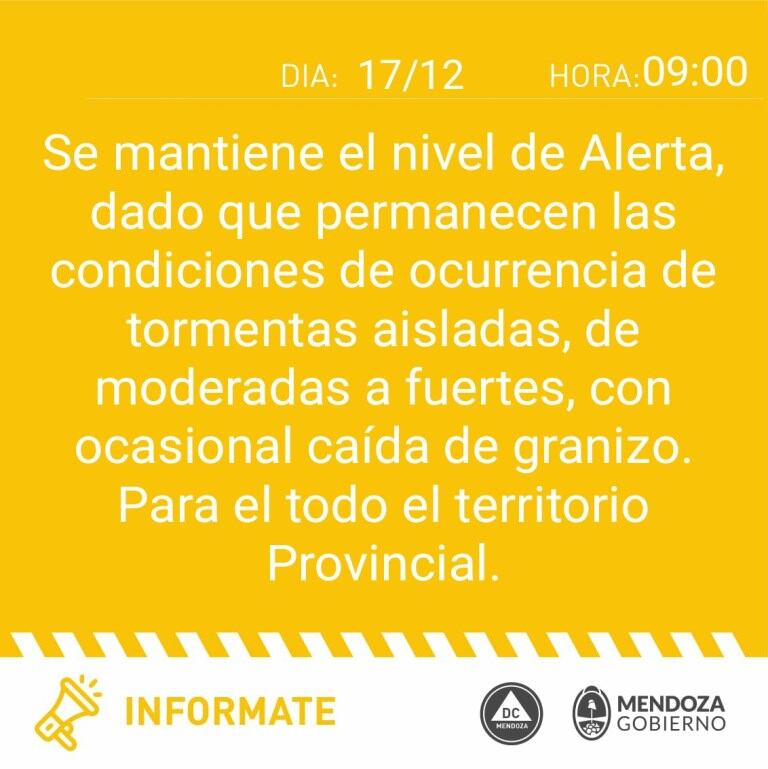 Alerta de Defensa Civil.