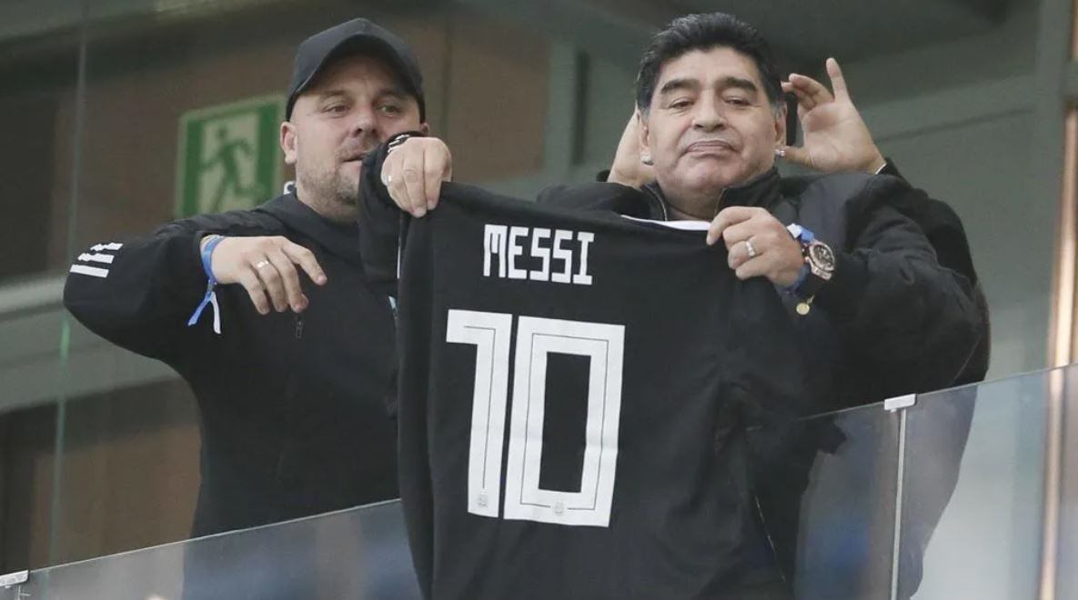 El gesto de Maradona para con Messi durante el Mundial de Rusia.