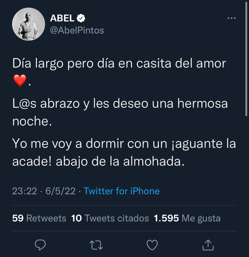 El viernes pasado, Abel Pintos se alegró por la clasificación de Racing como primero de su zona.