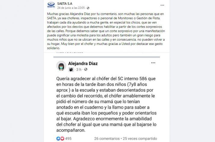 La usuaria Alejandra Díaz, fue quien viralizó el gesto del chofer.