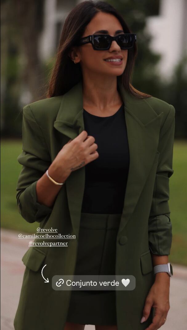 Antonela Roccuzzo brilló con un conjunto verde