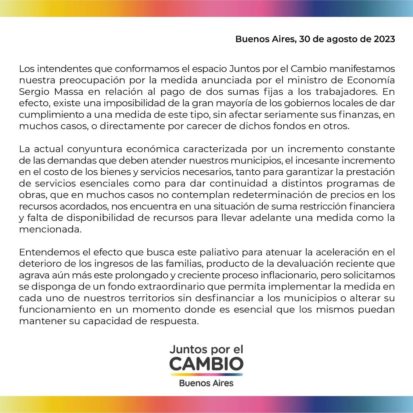 Juntos por el Cambio le reclama a Kicillof un fondo provisional para aplicar la suma fija