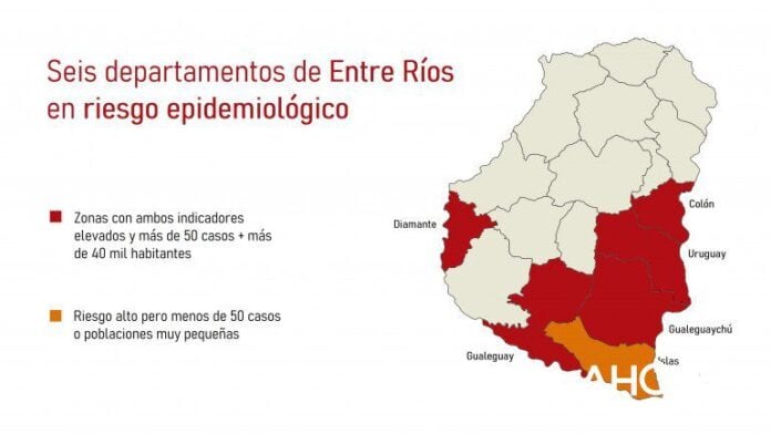 Referencia Covid/ciudades entrerrianas. Crédito AHORA