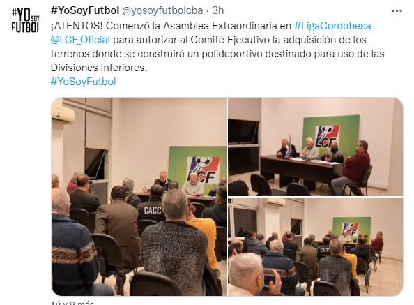 Por unanimidad, se aprobó en Liga Cordobesa la compra de un predio de 12 hectáreas.