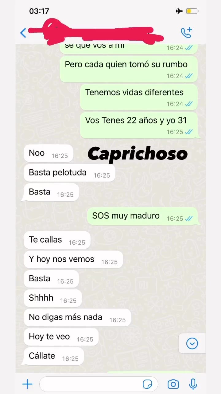 "La Tana" subió el supuesto diálogo por Whatsapp a su cuenta de Instagram.