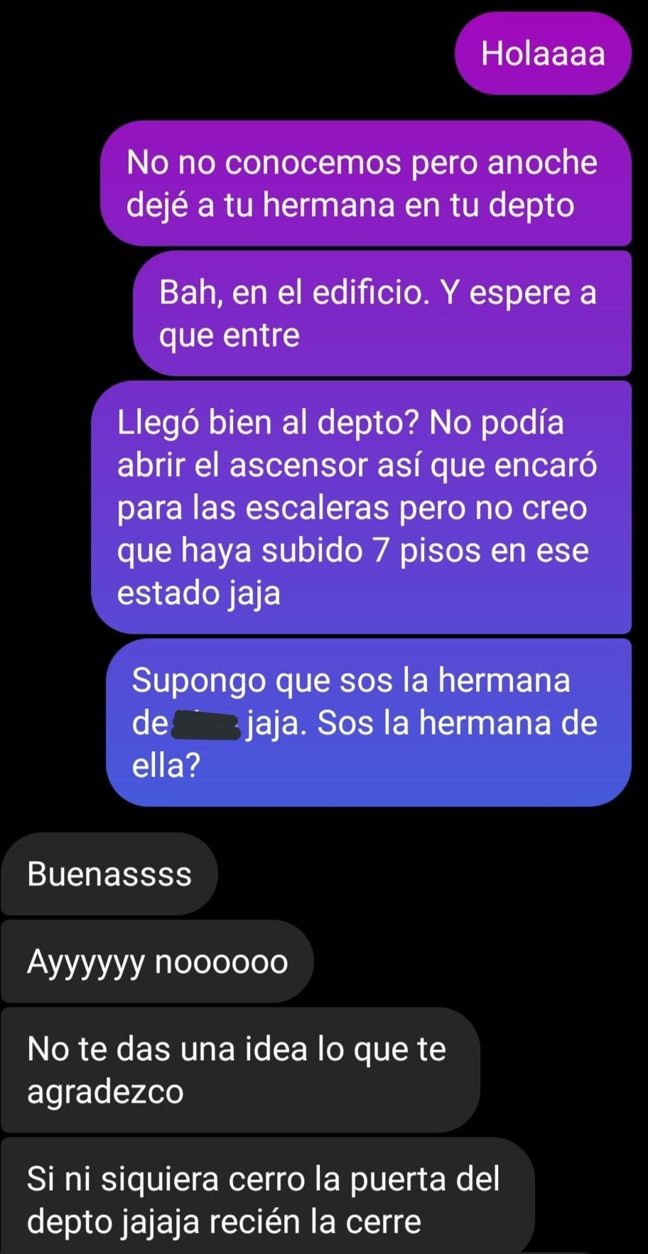 Otra parte del chat de Tomás con la hermana de la joven.