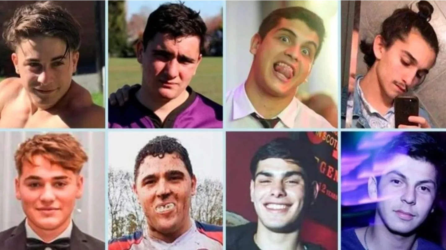 Los 8 rugbiers que serán juzgados por el crimen de Fernando Báez Sosa. (El Litoral)