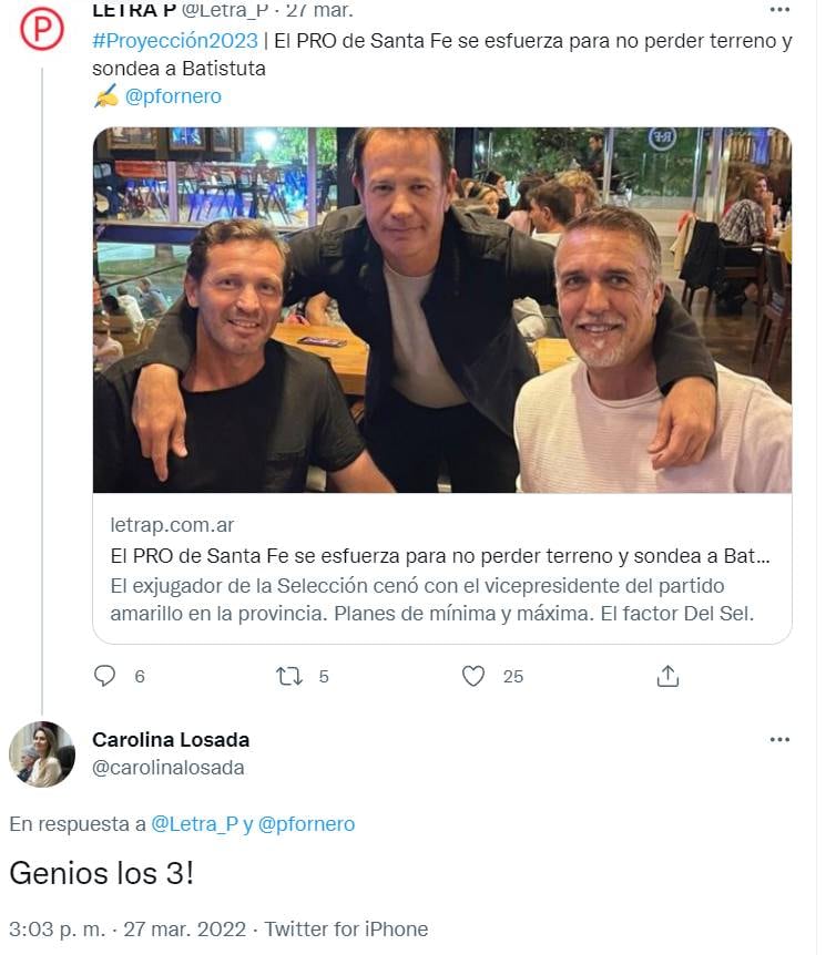 La periodista rosarina reaccionó a través de Twitter y también en Instagram.