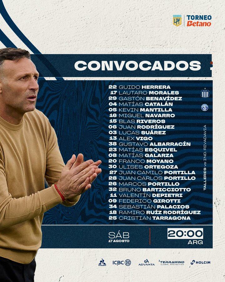 Lista de concentraodos de Talleres. ¿Pone un mix Walter Ribonetto?