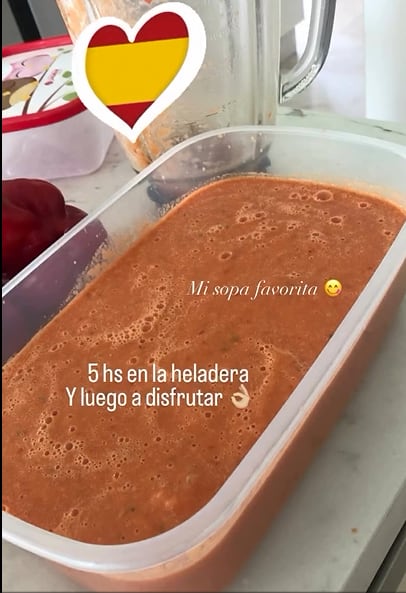 cómo hacer la sopa de gazpacho de Sofía Clerici